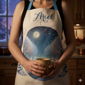 Winter Foxes by Moonlit Snowy River エプロン