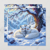 Winter Foxes on a Snowy Winter Day | Happy Holiday (正面/裏面)