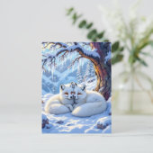 Winter Foxes on a Snowy Winter Day | Happy Holiday ポストカード (スタンド正面)