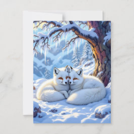 Winter Foxes on a Snowy Winter Day | Happy Holiday ポストカード