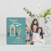 Winter Front Door Photo Holiday Card 招待状 (スタンド正面)