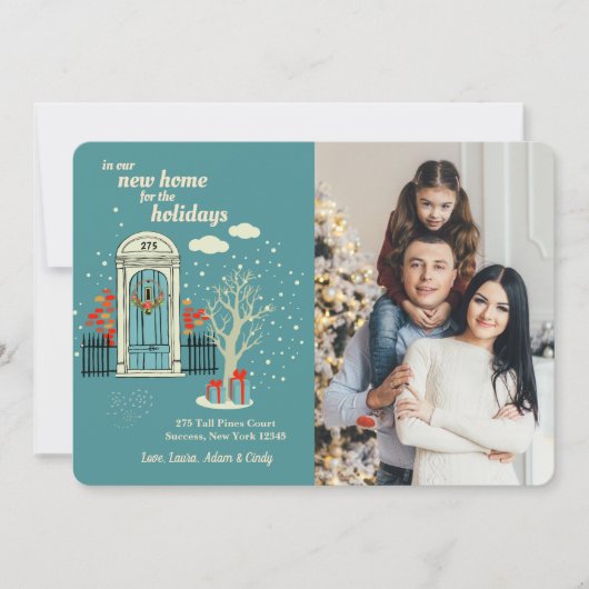 Winter Front Door Photo Holiday Card 招待状 (正面)