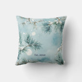 Winter Frost Custom Photo Christmas Throw Pillow クッション (裏面)
