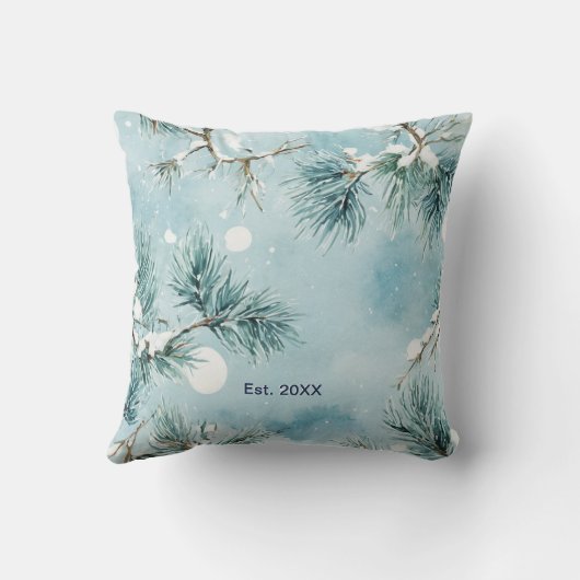 Winter Frost Custom Photo Christmas Throw Pillow クッション (裏面)
