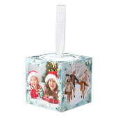 Winter Frost Personalized Christmas Multi Photo キューブオーナメント (正面アングル)