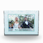 Winter Frosted Flowers Personalised Photo フォトブロック (正面)