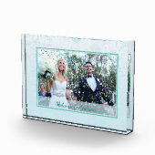 Winter Frosted Flowers Personalised Photo フォトブロック (右)