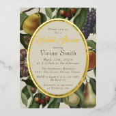 Winter Fruit & Botanical Bridal Shower Invitation 箔招待状ポストカード (正面)