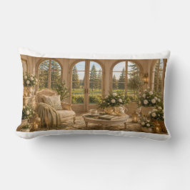 Winter Garden Pillow | Romantic Botanical Window & ランバークッション