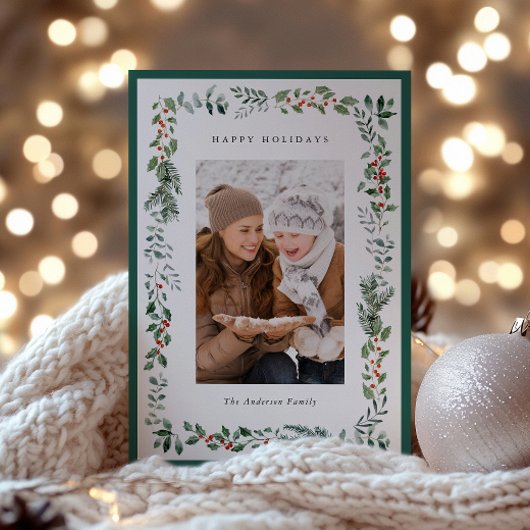 Winter Garland Frame Photo Holiday Card シーズンカード