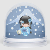 Winter Geisha Girl Custom Photo Snow Globe (正面)