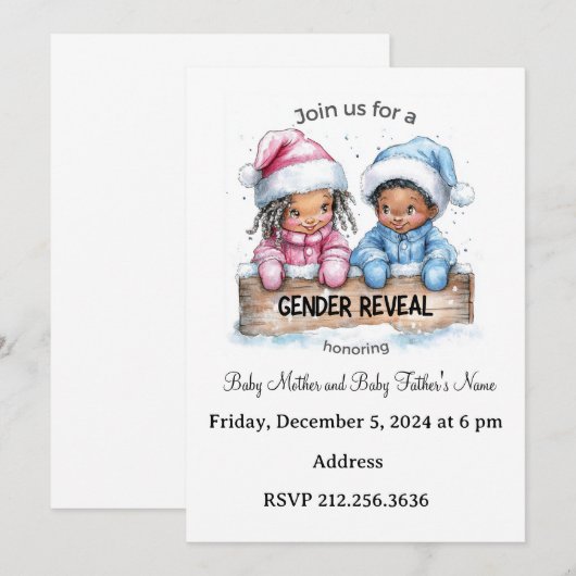 Winter Gender Reveal招待状 招待状 (正面/裏面)