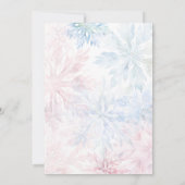 Winter Gender Reveal Party Pink Blue Snowflake 招待状 (裏面)