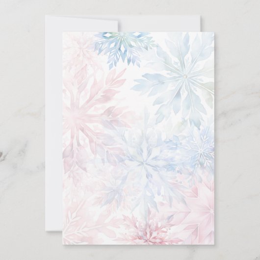 Winter Gender Reveal Party Pink Blue Snowflake 招待状 (裏面)