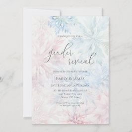 Winter Gender Reveal Party Pink Blue Snowflake 招待状