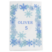 Winter Gift Bag, Minimalist Snowflake Present Bag  ミディアムペーパーバッグ (正面)