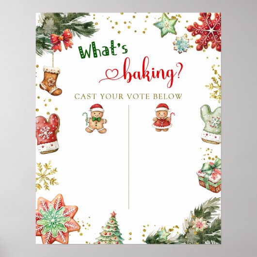 Winter Gingerbread Genderが投票ボードの看板を明らかにする ポスター (正面)