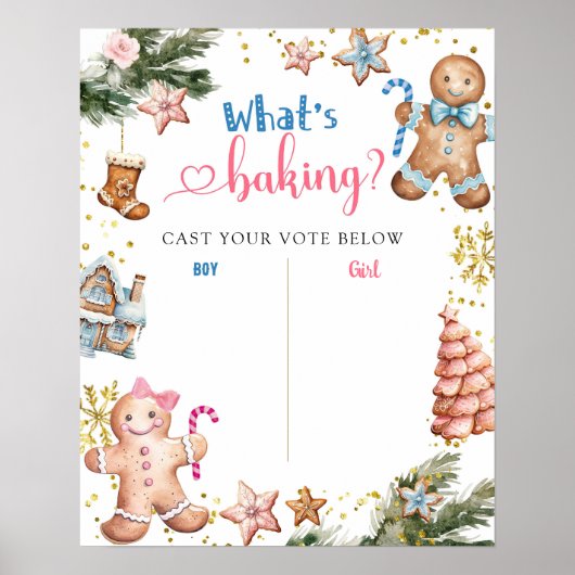 Winter Gingerbread Genderが投票ボードの看板を明らかにする ポスター (正面)