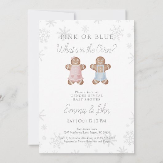 Winter Gingerbread Gender Reveal Invitation 招待状 (正面)