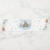 Winter Gingerbread House Blue Baby Shower  ペットボトルラベル (シングルラベル)