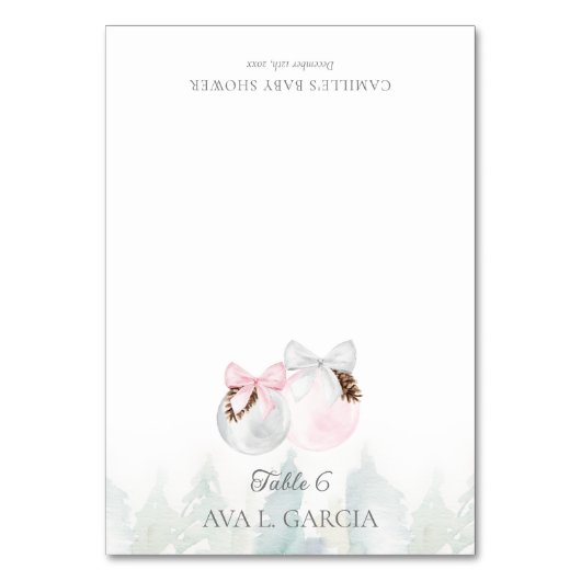 Winter Girl Baby Shower Place Card テーブルナンバー (正面)