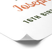 Winter Girl Skiing Downhill Ski Birthday Welcome ポスター (角)