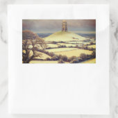 Winter Glastonbury Tor  長方形シール (バッグ)