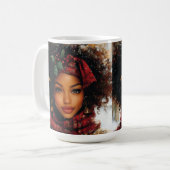 Winter Glow Afrocentric Queen – Holiday Art コーヒーマグカップ (正面左)