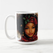 Winter Glow Afrocentric Queen – Holiday Art コーヒーマグカップ (左)