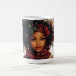 Winter Glow Afrocentric Queen – Holiday Art コーヒーマグカップ