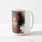 Winter Glow Afrocentric Queen – Holiday Art コーヒーマグカップ (正面右)