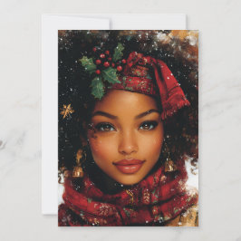 Winter Glow Afrocentric Queen – Holiday Art シーズンカード