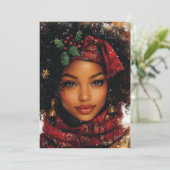 Winter Glow Afrocentric Queen – Holiday Art シーズンカード (スタンド正面)