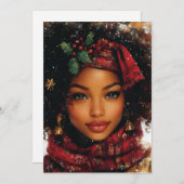 Winter Glow Afrocentric Queen – Holiday Art シーズンカード (正面/裏面)