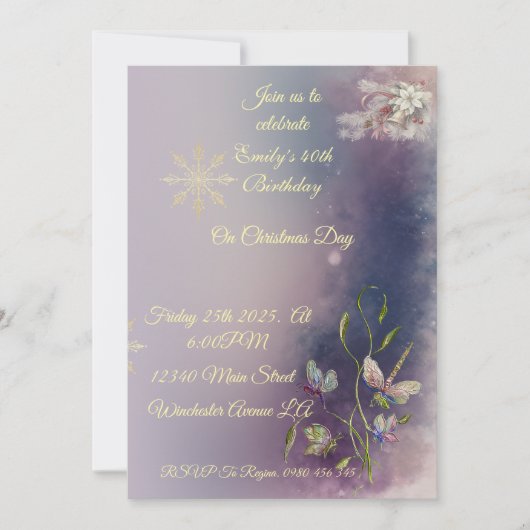 Winter Glow Birthday Flat Greeting Card カード (正面)