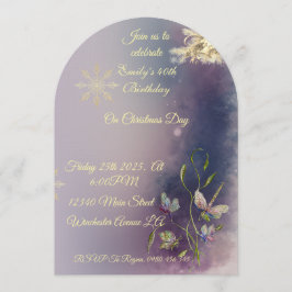 Winter Glow Birthday Flat Greeting Card 招待状