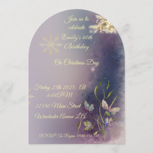 Winter Glow Birthday Flat Greeting Card 招待状 (正面)