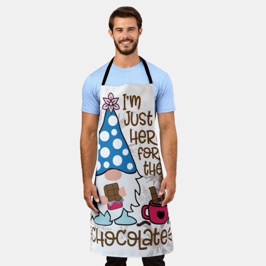 Winter Gnome I'm Just Here For The Chocolate エプロン (着用した状態)