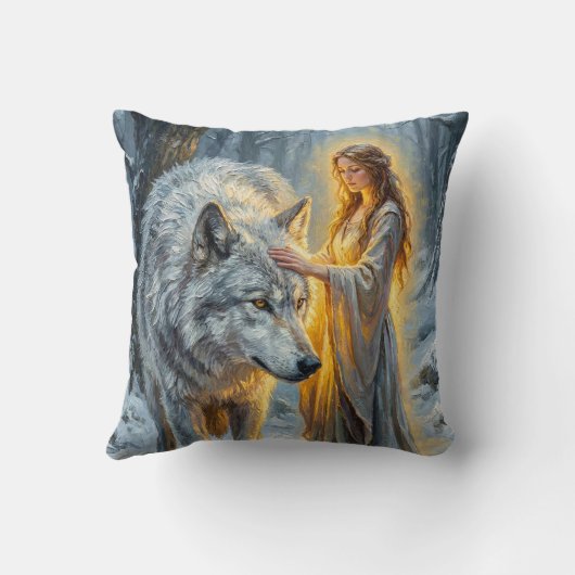 Winter Goddess & White Wolf クッション (裏面)