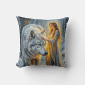 Winter Goddess & White Wolf クッション (正面)