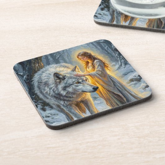 Winter Goddess & White Wolf コースター (左側)