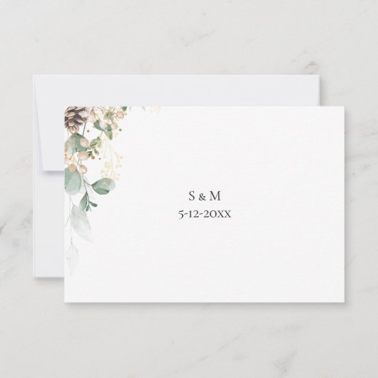 Winter Gold Floral RSVP card (裏面)
