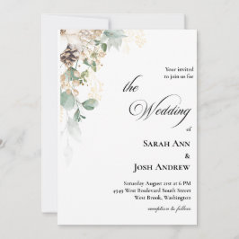 Winter Gold Floral Wedding Invitation 招待状