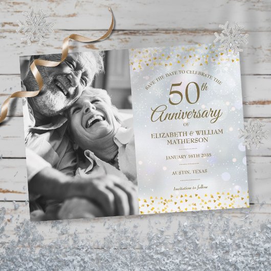 Winter Golden 50th Anniversary Save the Date Photo 案内ポストカード