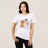 Winter Goldendoodle Dog Cute Snowman トライブレンドＴシャツ (正面全面)