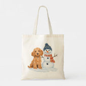 Winter Goldendoodle Dog Cute Snowman トートバッグ (裏面)
