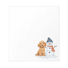 Winter Goldendoodle Dog Cute Snowman ノートパッド