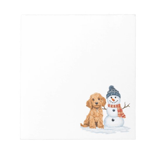 Winter Goldendoodle Dog Cute Snowman ノートパッド (正面)
