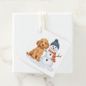 Winter Goldendoodle Dog Cute Snowman フェイバータグ (インサイチュ)