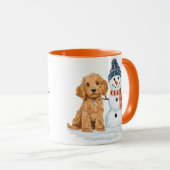 Winter Goldendoodle Dog Cute Snowman マグカップ (正面右)